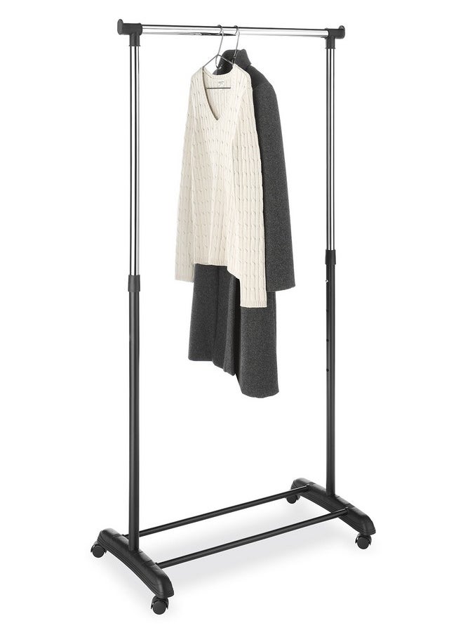Whitmor Whitmor Black and Chrome Adjustable Garment Rack-Rolling Clothes Organizer, 18.5" D x 33" W x 66" H  - Image 1
