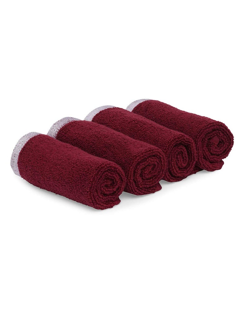 MarkHome 100 Cotton 500 GSM Zero Twist Anti Microbial Treated Simply Soft Face Towel Set of 04 Pcs Maroon - Image 2