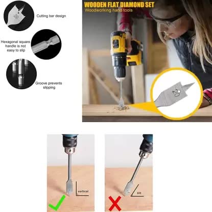Malfah Enterprises Malfah Hex Shank Wood Flat Bit High Carbon Steel Trishul Best tool For Carpenter For Spade Boring In Wood Plastic PVC Maf Plain 101216182025MM 6 PCS MM  - Image 3