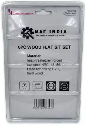 Malfah Enterprises Malfah Hex Shank Wood Flat Bit High Carbon Steel Trishul Best tool For Carpenter For Spade Boring In Wood Plastic PVC Maf Plain 101216182025MM 6 PCS MM  - Image 4