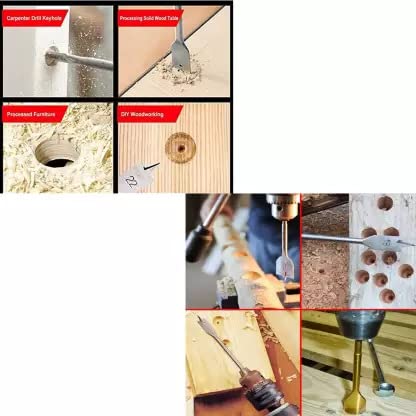 Malfah Enterprises Malfah Hex Shank Wood Flat Bit High Carbon Steel Trishul Best tool For Carpenter For Spade Boring In Wood Plastic PVC Maf Plain 101216182025MM 6 PCS MM  - Image 5