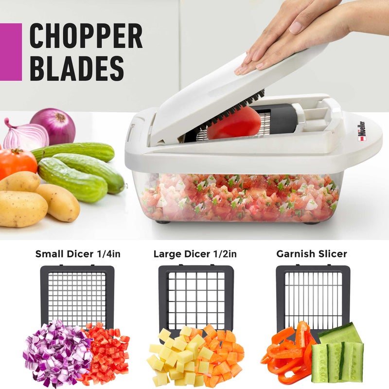 Mueller Pro-Series 10-in-1, 8 Blade Vegetable Chopper, Onion Mincer, Cutter, Dicer, Egg Slicer with Container, French Fry Cutter Potatoe Slicer, Home Essentials & Kitchen Gadgets, Salad Chopper - Image 4