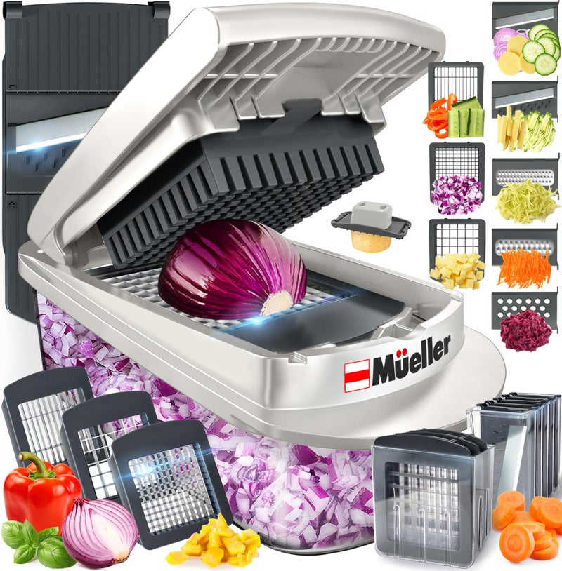 Mueller Pro-Series 10-in-1, 8 Blade Vegetable Chopper, Onion Mincer, Cutter, Dicer, Egg Slicer with Container, French Fry Cutter Potatoe Slicer, Home Essentials & Kitchen Gadgets, Salad Chopper - Image 1