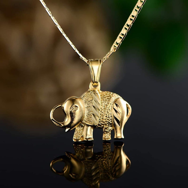 Barzel 18K Gold Plated Elephant Necklace with Flat Marina Chain â€“ Made in Brazil (24.00) - Image 4