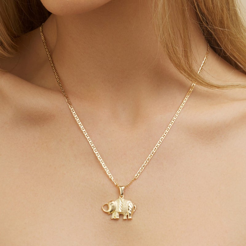 Barzel 18K Gold Plated Elephant Necklace with Flat Marina Chain â€“ Made in Brazil (24.00) - Image 3
