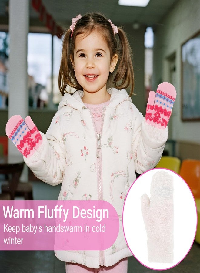 OVOY Warm Fleece Lined Winter Mittens for Toddlers 3-7 Years, Boys Girls Soft Knit Snow Gloves - Image 3