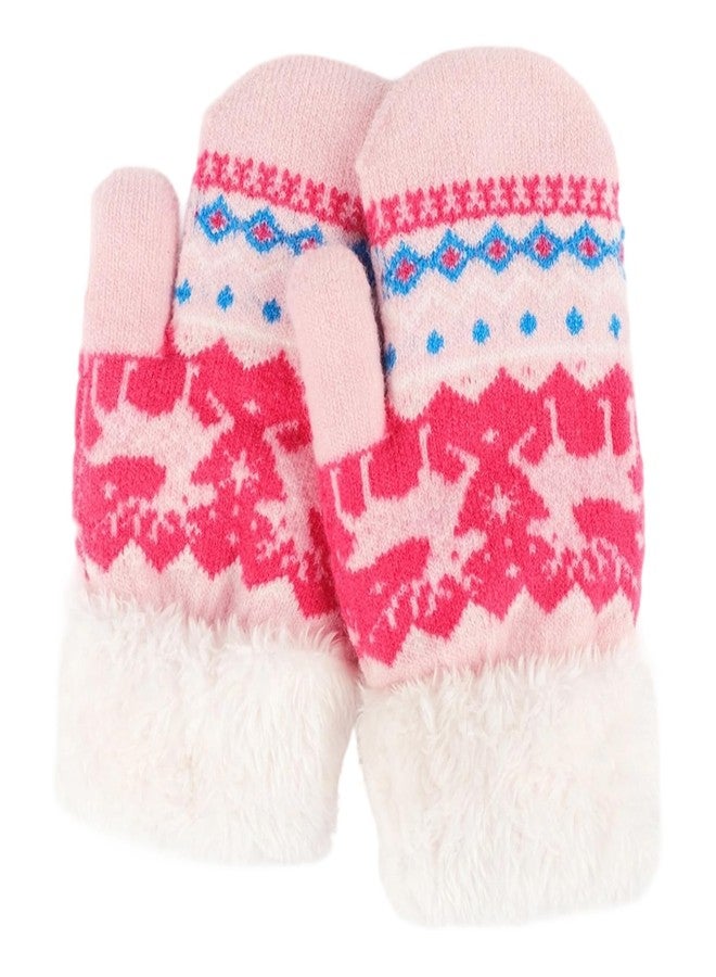 OVOY Warm Fleece Lined Winter Mittens for Toddlers 3-7 Years, Boys Girls Soft Knit Snow Gloves - Image 1