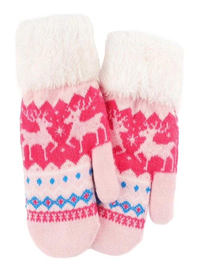 OVOY Warm Fleece Lined Winter Mittens for Toddlers 3-7 Years, Boys Girls Soft Knit Snow Gloves - Image 4