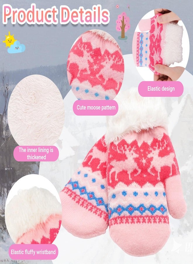 OVOY Warm Fleece Lined Winter Mittens for Toddlers 3-7 Years, Boys Girls Soft Knit Snow Gloves - Image 2
