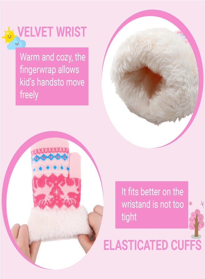 OVOY Warm Fleece Lined Winter Mittens for Toddlers 3-7 Years, Boys Girls Soft Knit Snow Gloves - Image 5