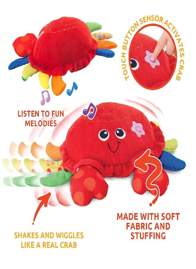 KiddoLab - KiddoLab Musical Plush Crab Toy for 3+ Month Old Babies with Nursery Rhymes, Sounds and Sensor Button for Tummy Time and Early Development - Image 1