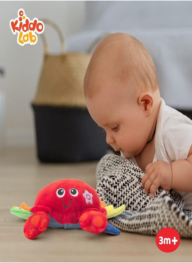 KiddoLab - KiddoLab Musical Plush Crab Toy for 3+ Month Old Babies with Nursery Rhymes, Sounds and Sensor Button for Tummy Time and Early Development - Image 1