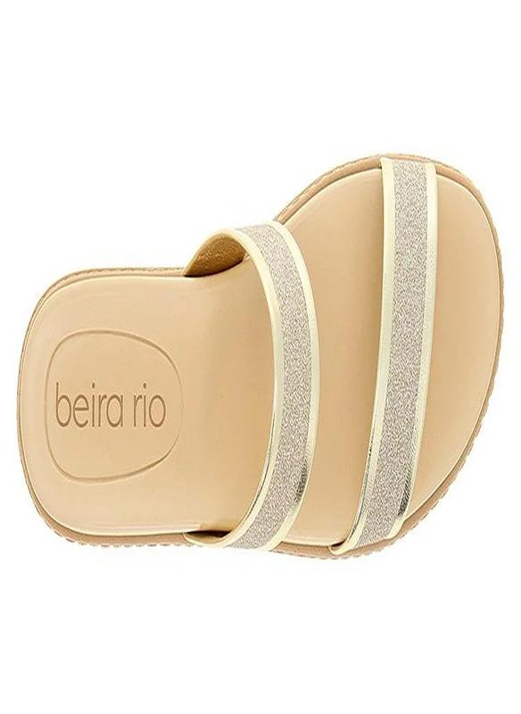 بيرا ريو Beira Rio Ladies Flat Sandals Golden | Made In Brazil