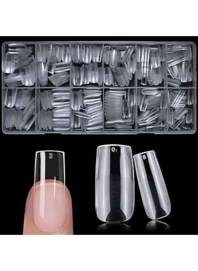 مايا جوليري قطع أظافر صناعية من الأكريليك معبأة في علبة بلاستيكية شفافة لاصقة بالكامل، أظافر صناعية 500 قطعة أظافر صناعية للنساء والفتيات - Image 2