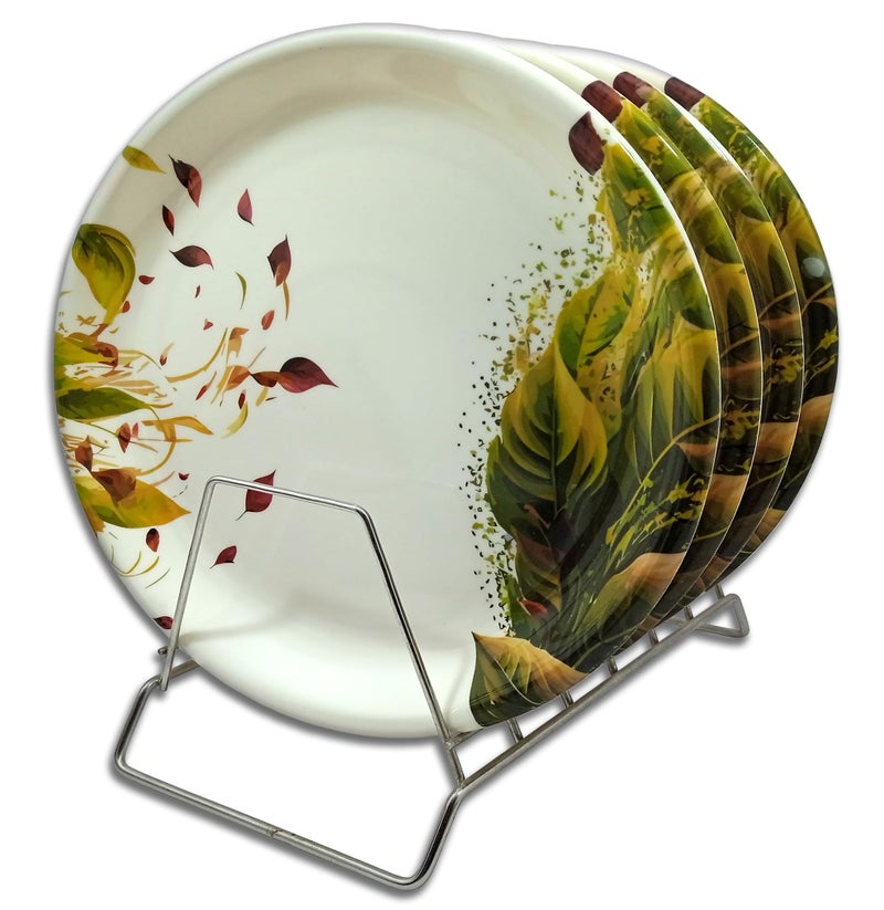 BHOJANWARE Complete Your Kitchen Dining with Melamine Round Plate Set of 4 for Dinner (Size-10 Inch / 26 CM) - Image 3