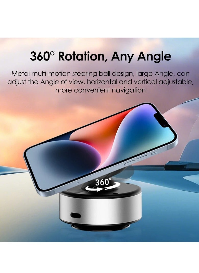 ELTRAZONE Electric Vacuum Magnetic Phone Holder for Car – 65kPa Suction, 360° Rotation, USB-C Rechargeable Windshield/Dashboard Mount with 1.5KG Grip | Universal Mount for iPhone, Android & Tablets – Zinc Alloy & ABS - Image 5