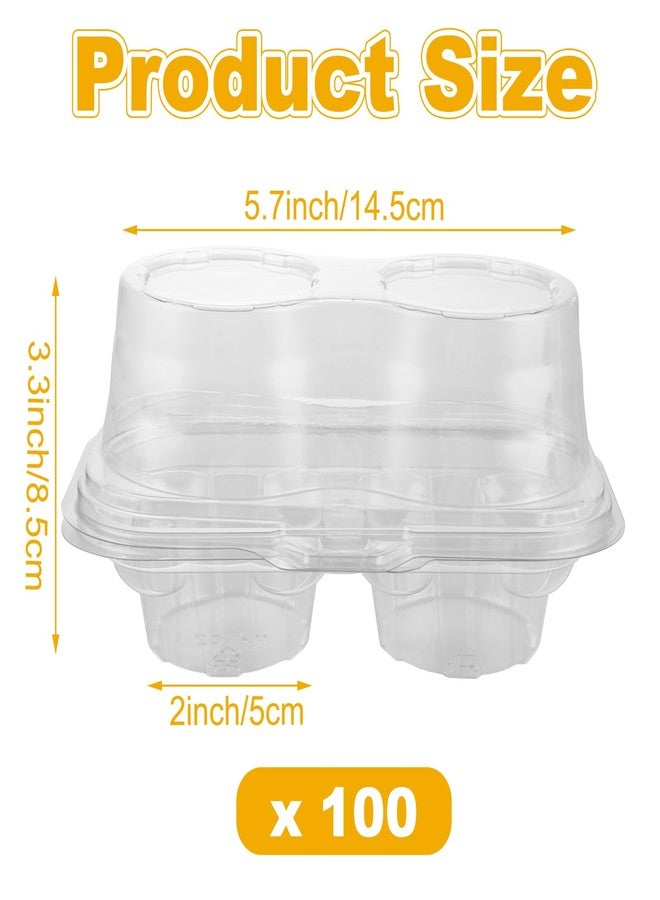 GBACHOOSE 100PCS 2 Compartment Clear Cupcake Containers, Plastic Cupcake Holders 2 Cavity Stackable Deep Dome Clear Cupcake Holders, Cupcake Carrier for Cake Store and Bakery - Image 2