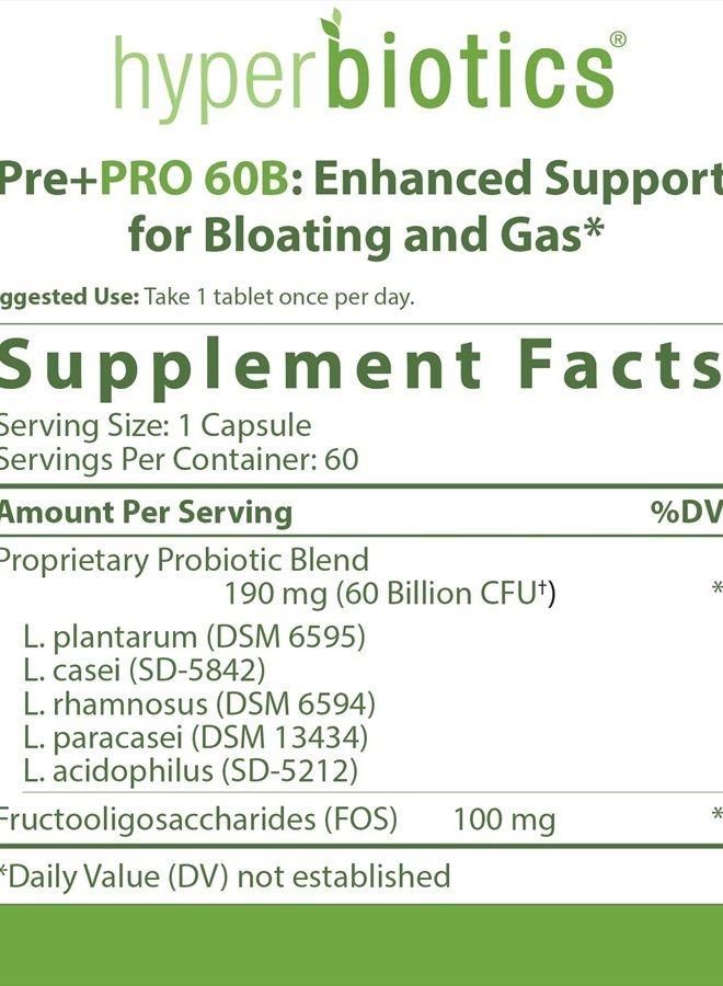 Hyperbiotics New Hyperbiotics Vegan Prebiotics Plus Probiotics for Women and Men | Advanced Strength Capsules | Premium Nutritional Supplement | Digestive and Immune System Health | 60 Billion CFU | 60 Count - Image 2