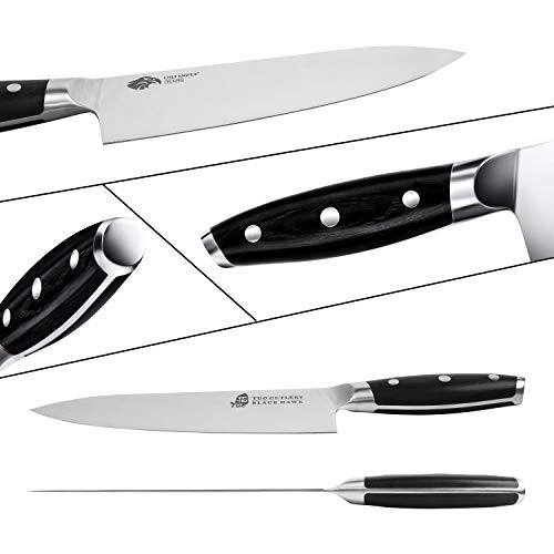 TUO Chef Knife -Professional Kitchen Chefs Knife Cooking Knife Gyuto Knives 8 Inch,Razor Sharp German HC Steel Japanese Chef Knife with Ergonomic Pakkawood Handle - BLACK HAWK SERIES in Gift Box - Image 3