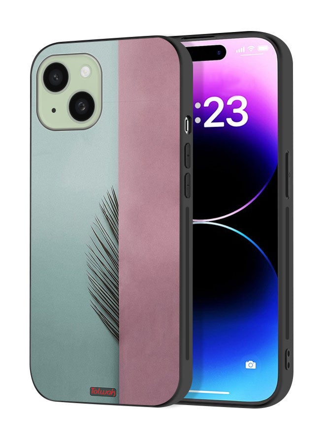 Tolwak Apple iPhone 15 Plus Protective Case Cover Half Leaves - Image 1