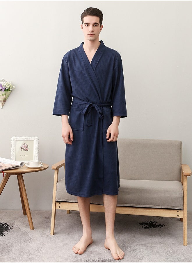 Bukela Men Waffle Robes Lightweight Knit Bathrobe Sleepwear Kimono Robe Wrap Loungewear with Pocket, Size: M/XL/XXXL  - Image 1