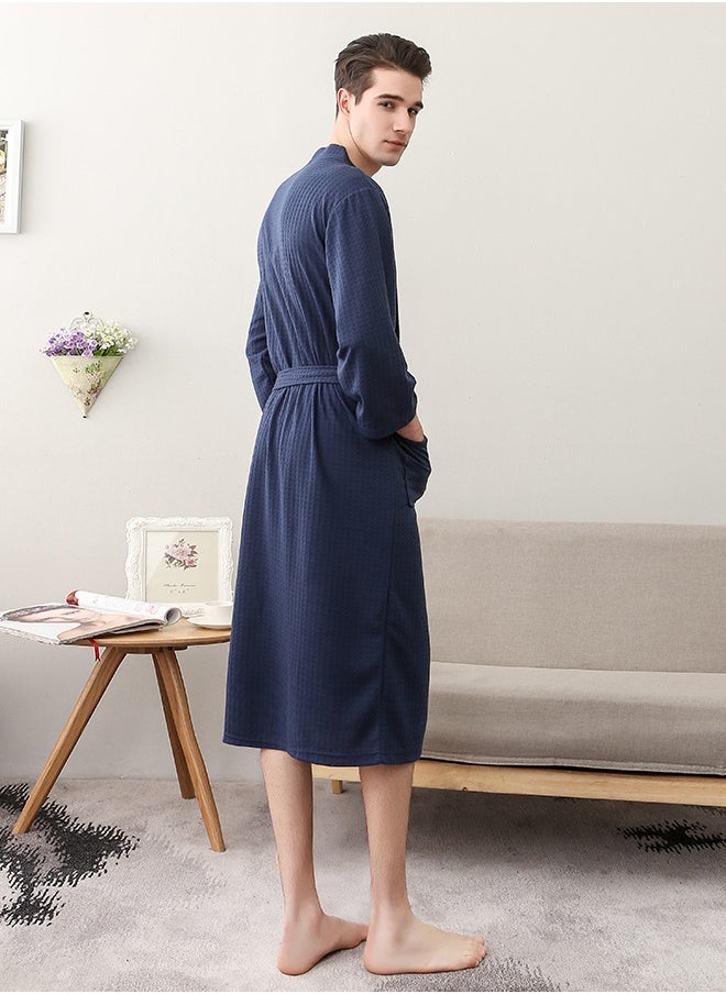 Bukela Men Waffle Robes Lightweight Knit Bathrobe Sleepwear Kimono Robe Wrap Loungewear with Pocket, Size: M/XL/XXXL  - Image 2