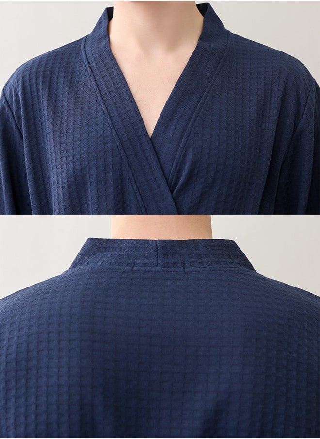 Bukela Men Waffle Robes Lightweight Knit Bathrobe Sleepwear Kimono Robe Wrap Loungewear with Pocket, Size: M/XL/XXXL  - Image 4