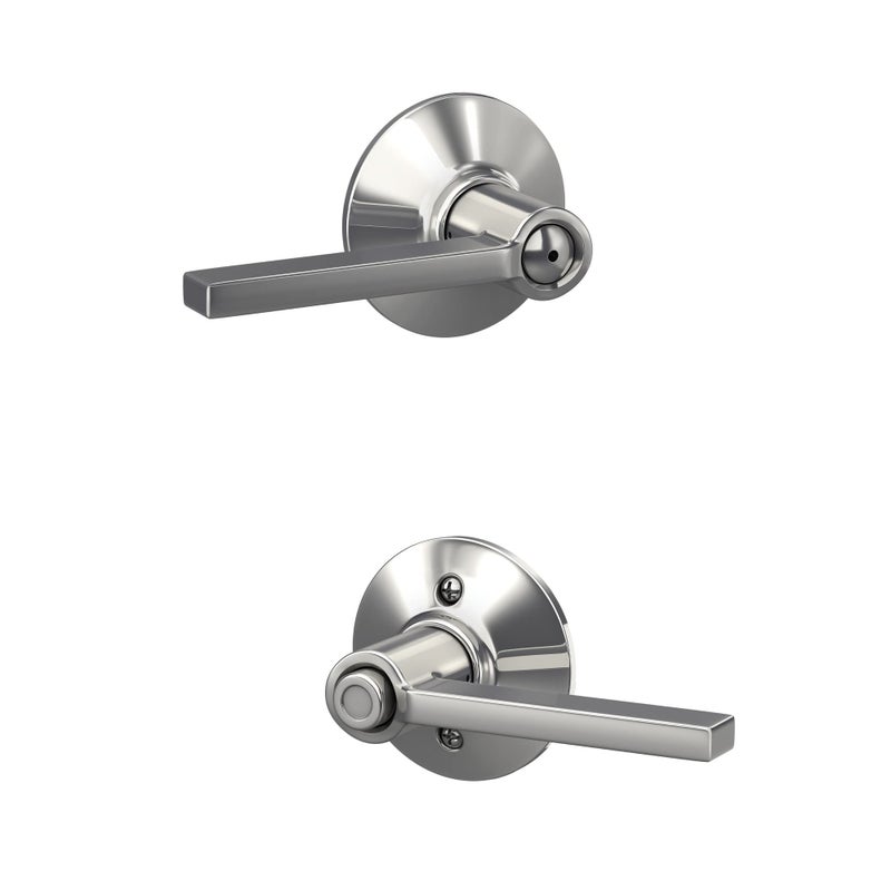 Schlage F40 LAT 625 Latitude Door Lever, Bed & Bath Privacy Lock, Bright Chrome - Image 3