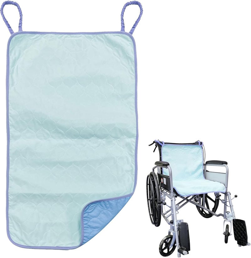 Ehucon Highly Absorbent Incontinence Wheelchair Pad for Elderly, 4-Layer Soft Washable and Reusable Seat Waterproof Pad with Two Loop Handles, 18.9"X33.9" (Blue Pack of 1 pc) 