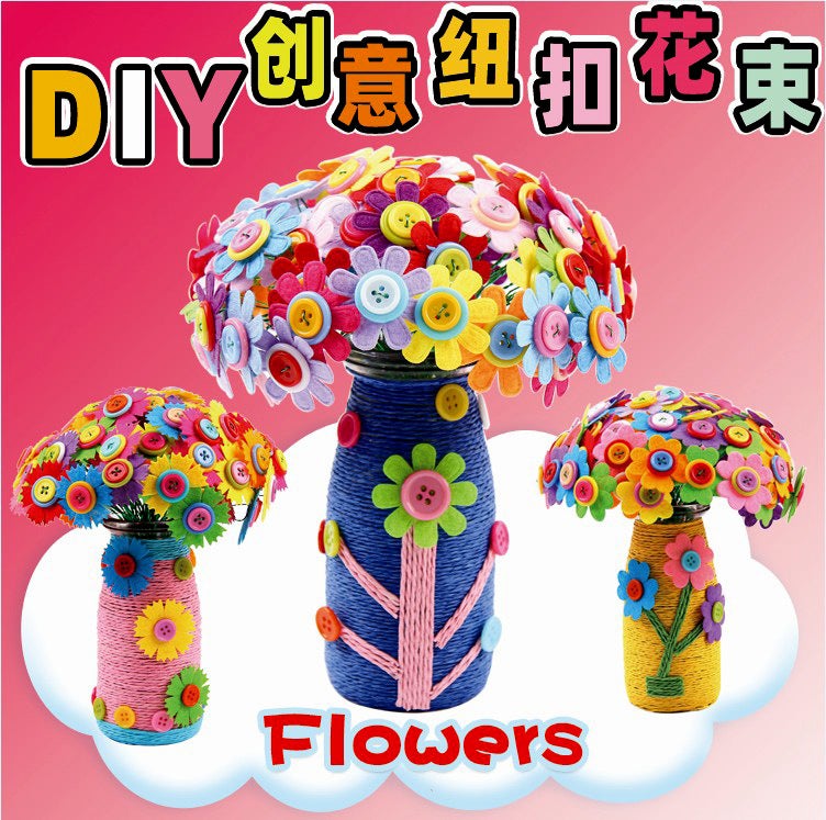 Diy Button Bouquet Children'S Handmade Toy Material Bag Puzzle Handmade Creative Toys - Image 4