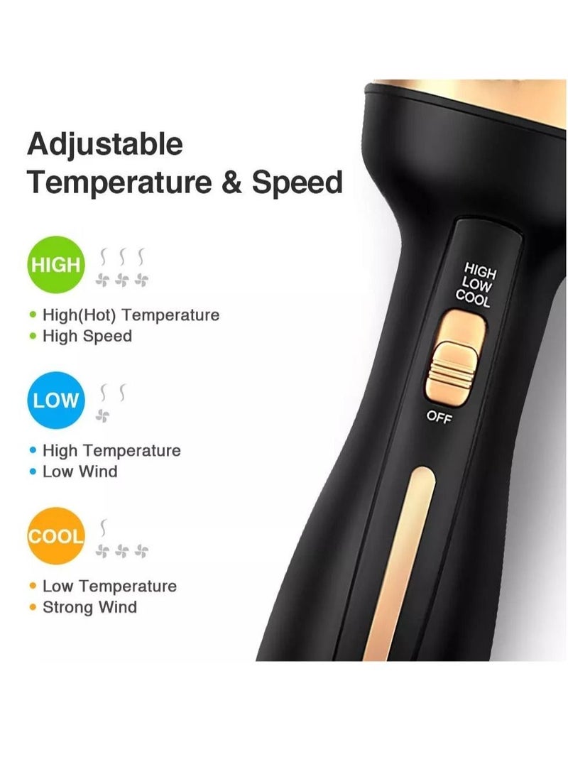 ELTRAZONE Hot Air Brush, 4 in 1 Hair Dryer Brush & Volumizer, One Step Blow Dryer Suitable for Straight and Curly Hair, Ceramic Coating Achieve Salon Styling at Home 1000W, Gold/Black - Image 4