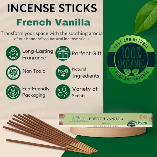 Bless International Bless-French-Vanilla 100%-Natural-Handmade-Hand-Dipped-Incense-Sticks Organic-Chemicals-Charcoal-Free Purification-Relaxation-Positivity-Yoga-Meditation Best-Woods-Scent (25 Sticks (1.4 OZ)) - Image 5