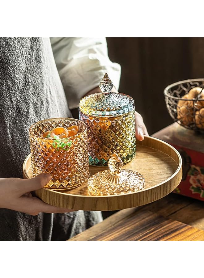 erorex Crystal Candy Box Candy Dish With Lid Glass Decorative Box Cookie Amber Jar Vintage Jewelry Box Trinket Boxes For Party Wedding Display Pothecary Flour Gifts For Friends Female Brown Large - Image 3