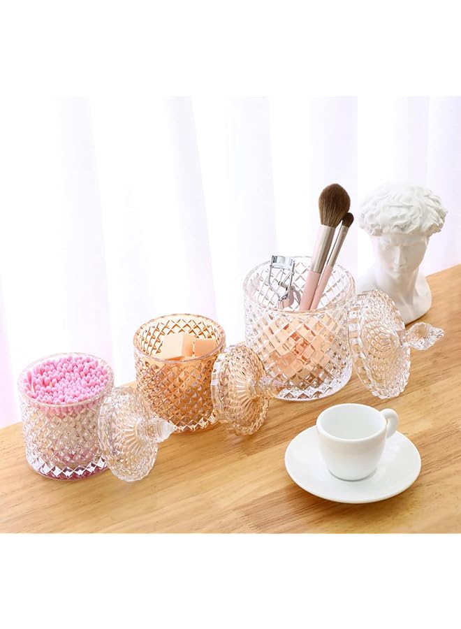 erorex Crystal Candy Box Candy Dish With Lid Glass Decorative Box Cookie Amber Jar Vintage Jewelry Box Trinket Boxes For Party Wedding Display Pothecary Flour Gifts For Friends Female Brown Large - Image 2