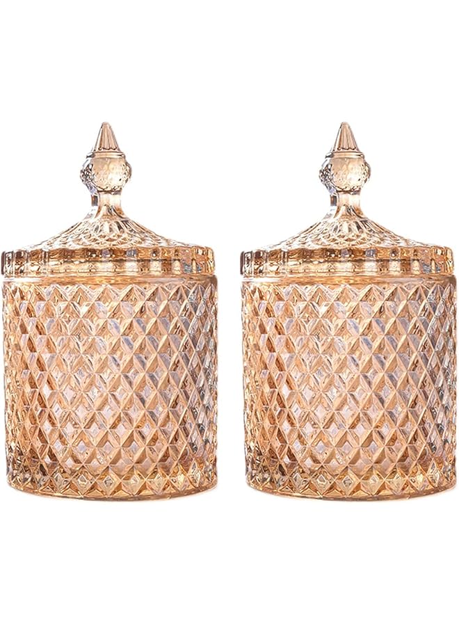 erorex Crystal Candy Box Candy Dish With Lid Glass Decorative Box Cookie Amber Jar Vintage Jewelry Box Trinket Boxes For Party Wedding Display Pothecary Flour Gifts For Friends Female Brown Large - Image 1