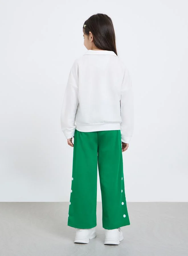 Styli Styli Girls Solid Collared Top and Joggers Set