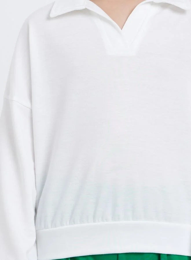 Styli Styli Girls Solid Collared Top and Joggers Set