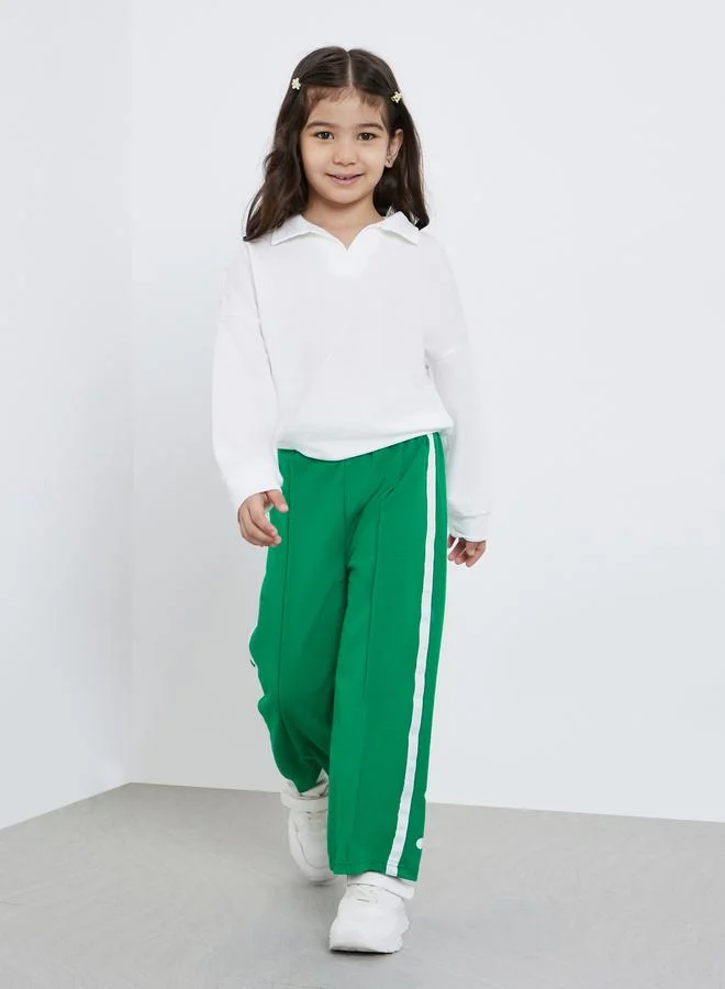 Styli Styli Girls Solid Collared Top and Joggers Set