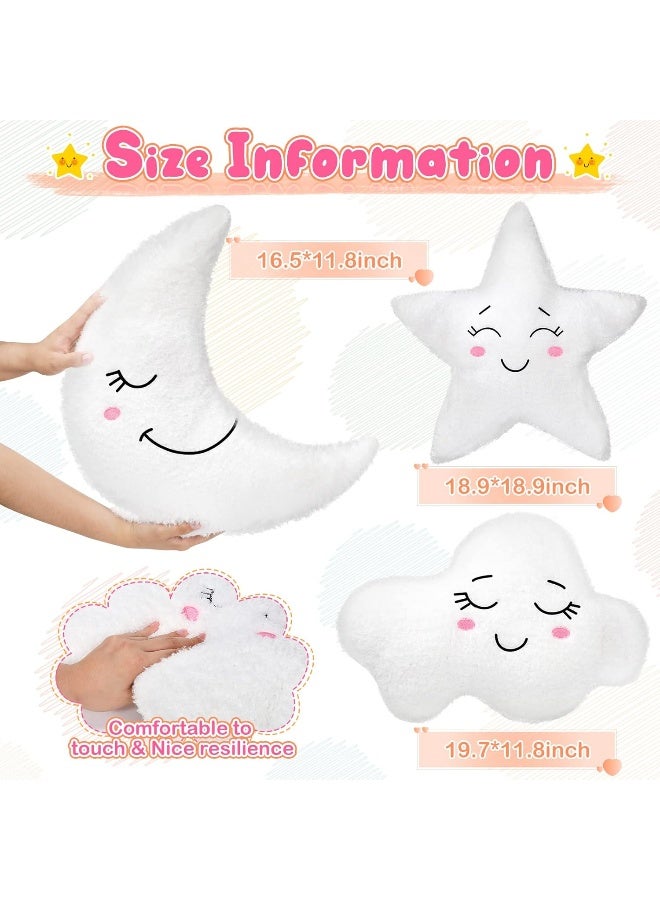 Queekay Sun Rainbow Cloud Moon Star Pillow 3 Pcs Shaped Pillows Decorative Kids Cute Nursery Pillow Cloud Sun Rainbow - Image 3