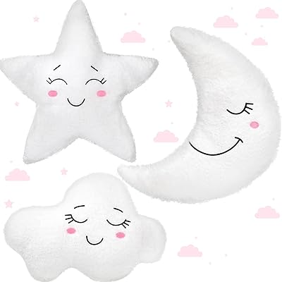 Queekay Sun Rainbow Cloud Moon Star Pillow 3 Pcs Shaped Pillows Decorative Kids Cute Nursery Pillow Cloud Sun Rainbow - Image 1