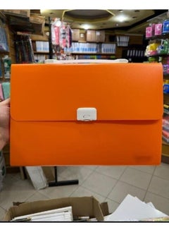 Generic Multifunctional Plastic Briefcase Portable Bag - Large Capacity Mesh File Box for Office and Workspace Organization - Foldable Design, Orange  - Image 2