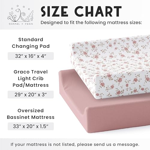 Sorrel + Fern Sorrel Fern Baby Changing Pad Cover 2Pack for Girls Juliette Premium Fitted Sheets Baby Diaper Changing Table Cover Buttery Soft Cotton Blend - Image 3