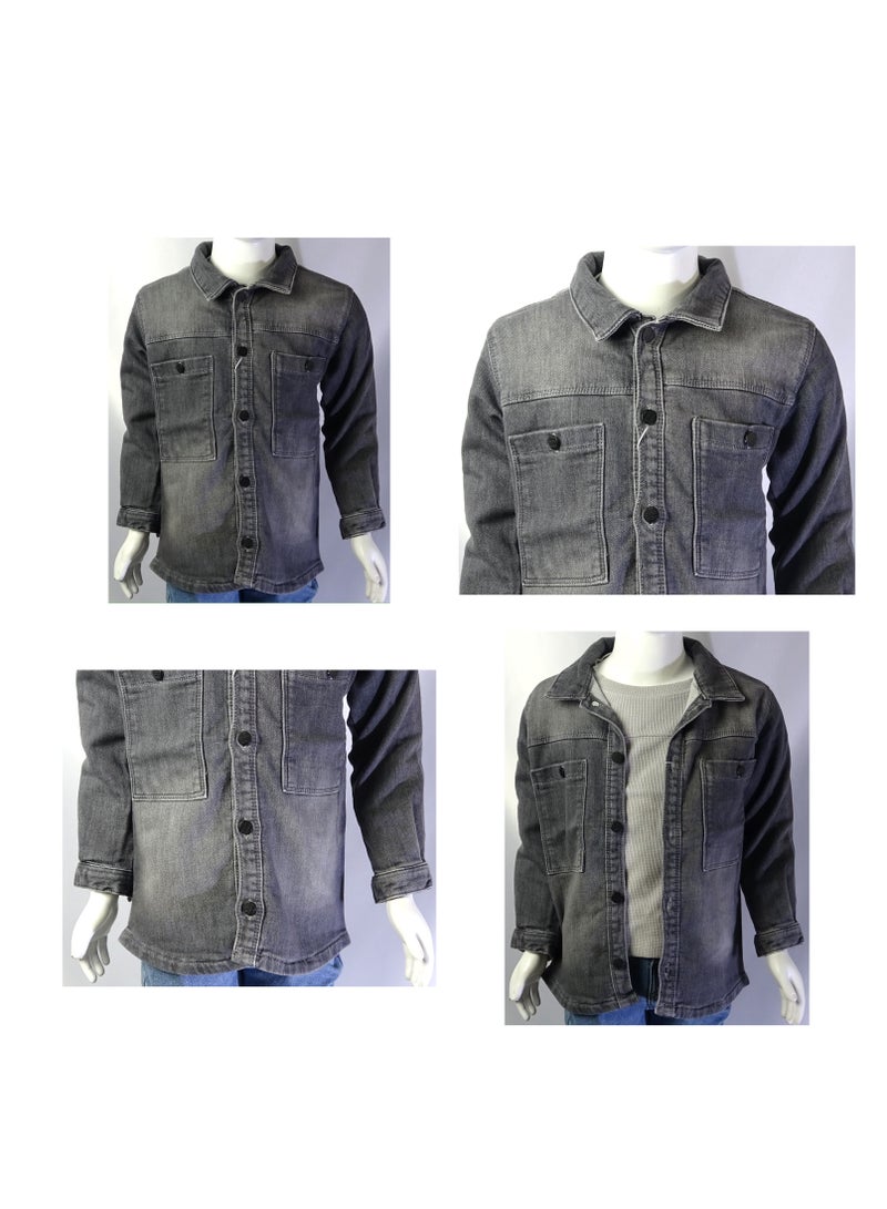 شلــــتر صناعة تركية فاخرة؛ جاكيت جينز أولاد لفصل الخريف و الشتاء من مجموعة شلـــتر 23143 - Image 1