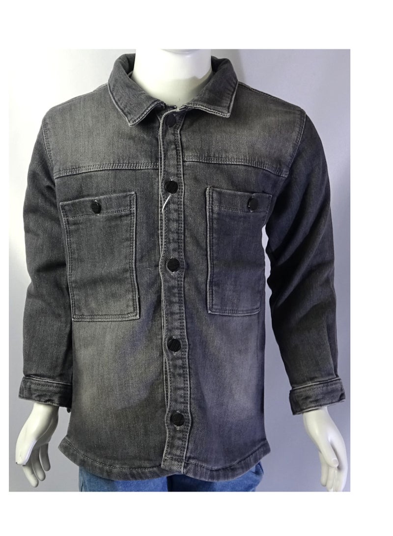 شلــــتر صناعة تركية فاخرة؛ جاكيت جينز أولاد لفصل الخريف و الشتاء من مجموعة شلـــتر 23143 - Image 2