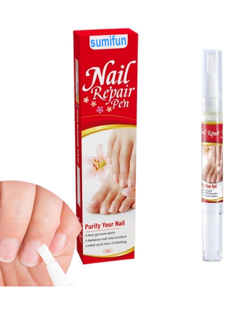 Sumifun قلم إصلاح الأظافر 4 مل محلول مضاد للفطريات لإصلاح الأظافر، يستهدف تغير اللون للأظافر الرمادية والسوداء، قلم مضاد للبكتيريا للعناية بالأظافر، يعزز سمك الأظافر ونظافتها، يستعيد صحة الأظافر. - Image 1