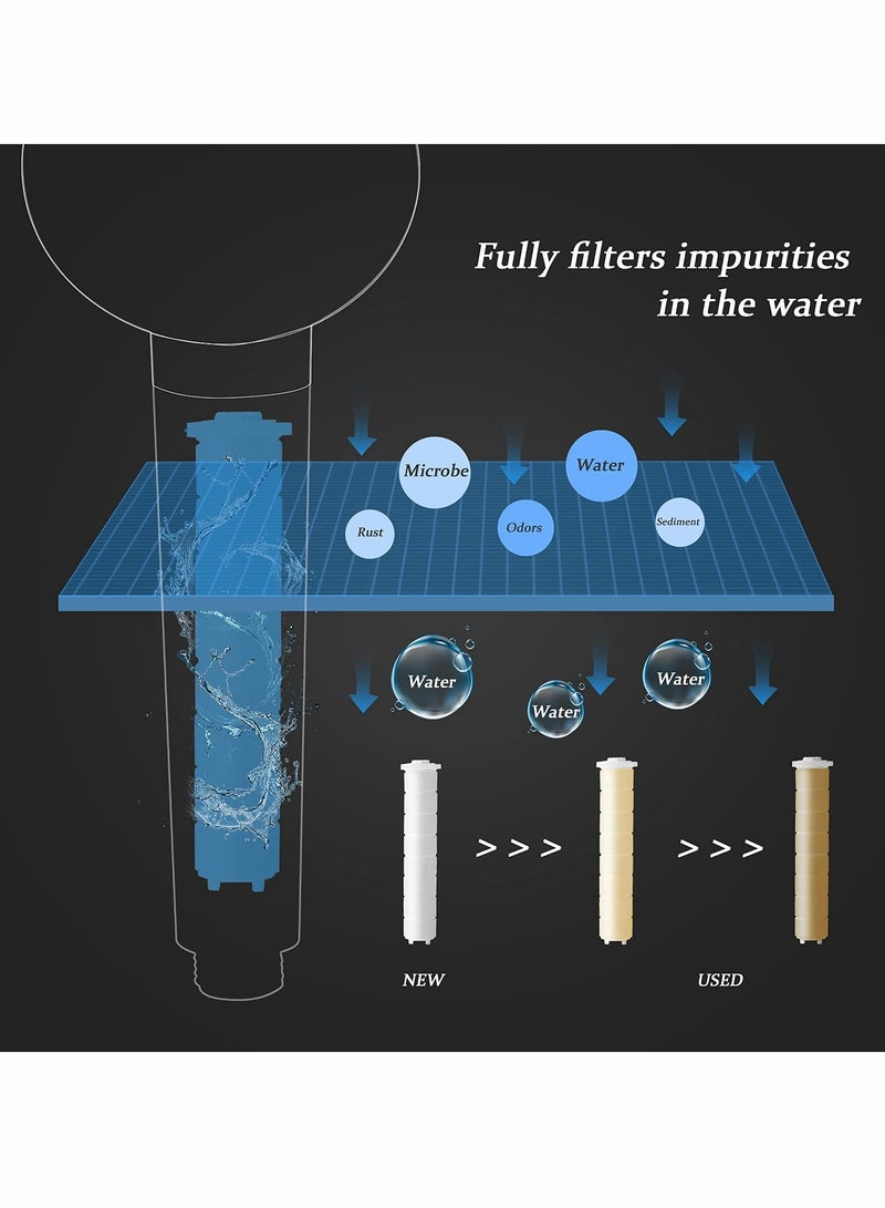 رذاذ يدوي، رأس دش عالي الضغط مع مفتاح تشغيل/إيقاف، مرشح مياه موفر للرذاذ للبشرة والشعر الجاف فقط، رأس دش أسود فضي واضح - Image 2