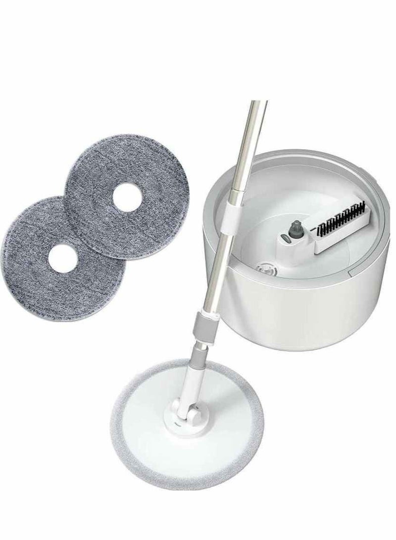 هومستر طقم ممسحة دوارة 360 درجة ودلو بتصميم مسطح بنظام الفصل الذاتي للمياه النظيفة والقذرة مع وسادتان من المايكروفايبر ومقبض قابل للتمدد مثالي لتنظيف جميع انواع الارضيات - Image 2