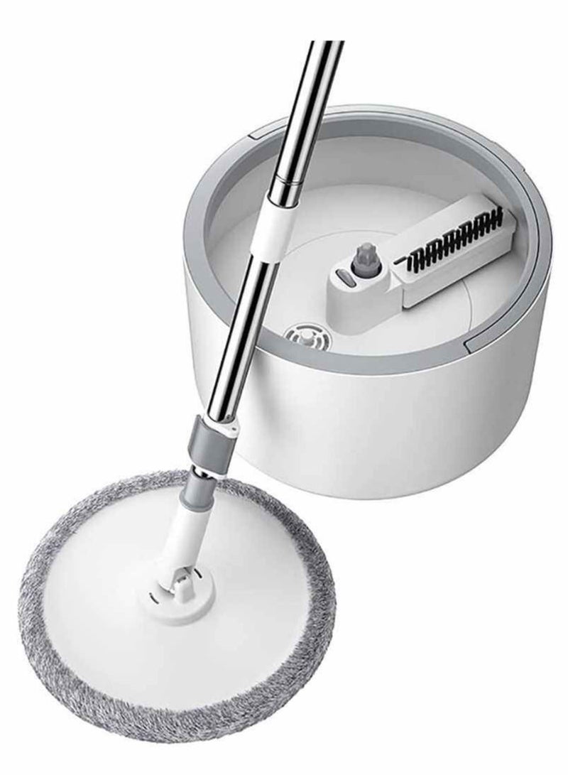 هومستر طقم ممسحة دوارة 360 درجة ودلو بتصميم مسطح بنظام الفصل الذاتي للمياه النظيفة والقذرة مع وسادتان من المايكروفايبر ومقبض قابل للتمدد مثالي لتنظيف جميع انواع الارضيات - Image 3