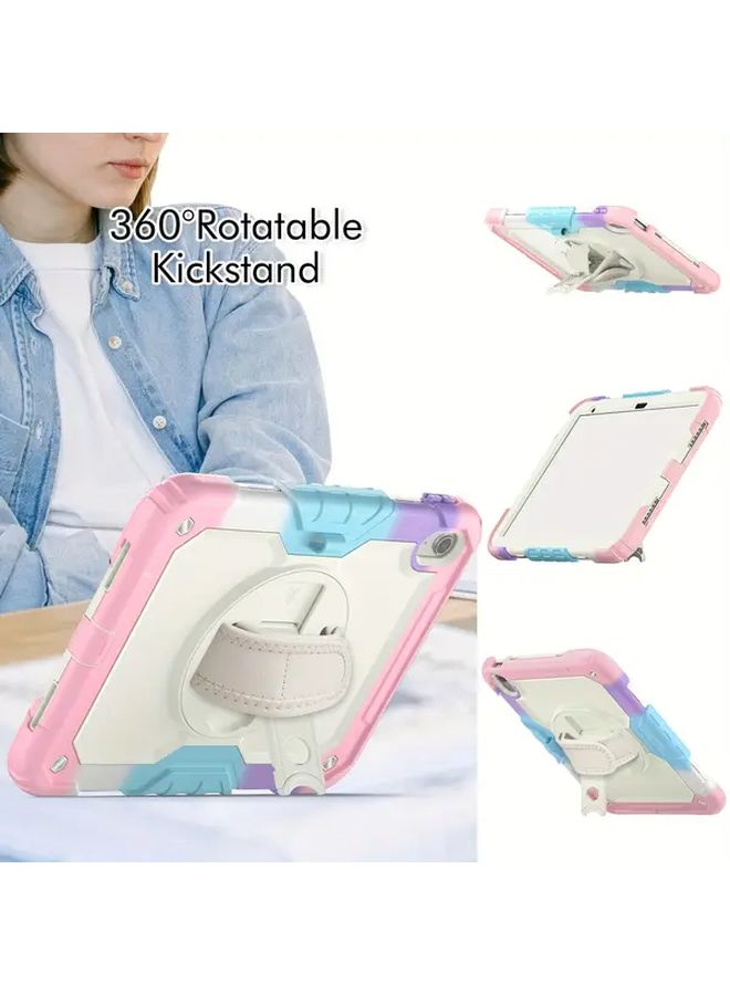 حافظة وردية مموهة ثقيلة مضادة للصدمات لجهاز iPad 9.7 الجيل الخامس مع حامل - Image 4