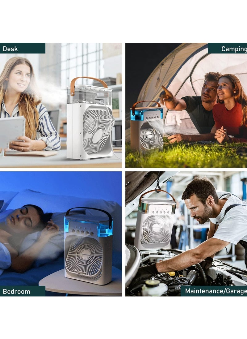 SHOPI Portable Air Conditioners,Mini Evaporative Cooler,700ml Cooler 3 Speeds,USB Personal Conditioner with 7 LED Light，1-3H Timer AC Cooling Fan for car Home Office Room, White  - Image 5